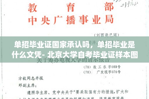 单招毕业证国家承认吗，单招毕业是什么文凭- 北京大学自考毕业证样本图片