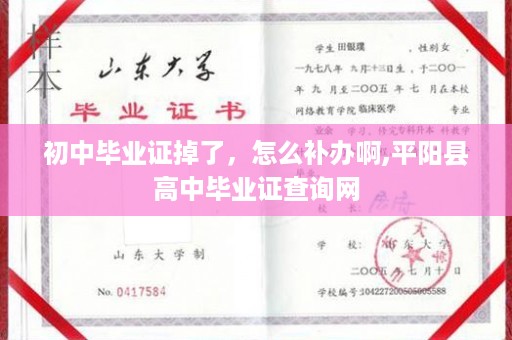 初中毕业证掉了，怎么补办啊,平阳县高中毕业证查询网