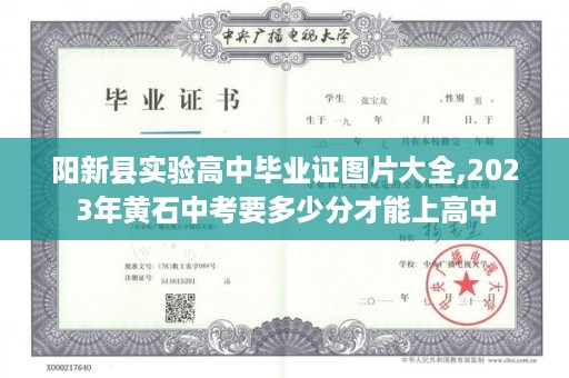 阳新县实验高中毕业证图片大全,2023年黄石中考要多少分才能上高中
