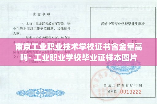 南京工业职业技术学校证书含金量高吗- 工业职业学校毕业证样本图片