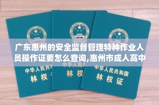 广东惠州的安全监督管理特种作业人员操作证要怎么查询,惠州市成人高中毕业证查询
