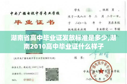 湖南省高中毕业证发放标准是多少,湖南2010高中毕业证什么样子