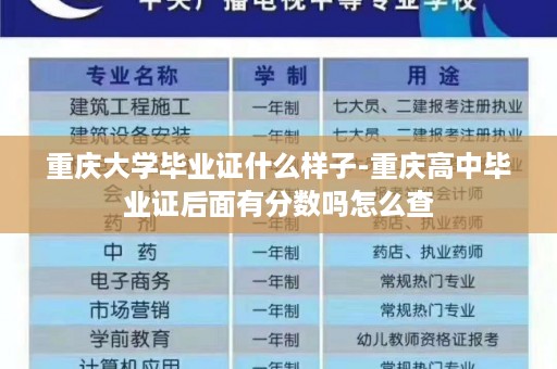 重庆大学毕业证什么样子-重庆高中毕业证后面有分数吗怎么查
