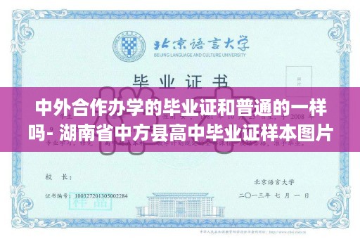 中外合作办学的毕业证和普通的一样吗- 湖南省中方县高中毕业证样本图片