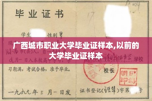 广西城市职业大学毕业证样本,以前的大学毕业证样本