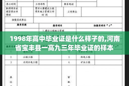 1998年高中毕业证是什么样子的,河南省宝丰县一高九三年毕业证的样本