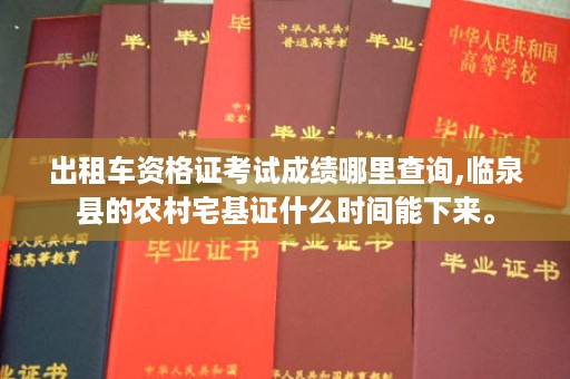出租车资格证考试成绩哪里查询,临泉县的农村宅基证什么时间能下来。