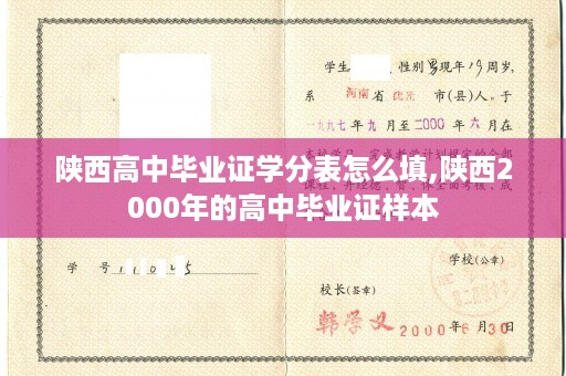 陕西高中毕业证学分表怎么填,陕西2000年的高中毕业证样本
