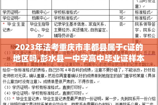 2023年法考重庆市丰都县属于c证的地区吗,彭水县一中学高中毕业证样本