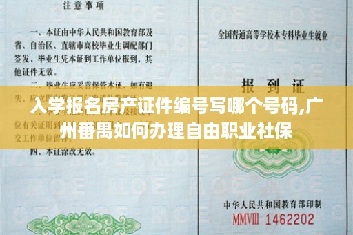 入学报名房产证件编号写哪个号码,广州番禺如何办理自由职业社保