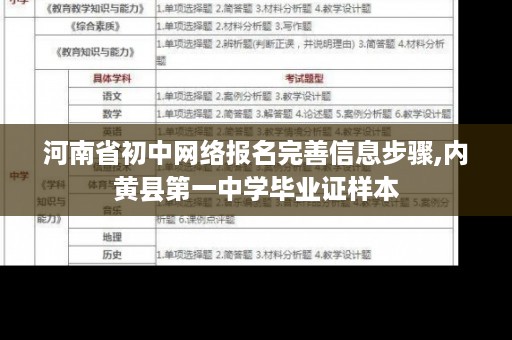 河南省初中网络报名完善信息步骤,内黄县第一中学毕业证样本