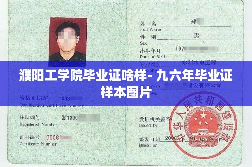 濮阳工学院毕业证啥样- 九六年毕业证样本图片