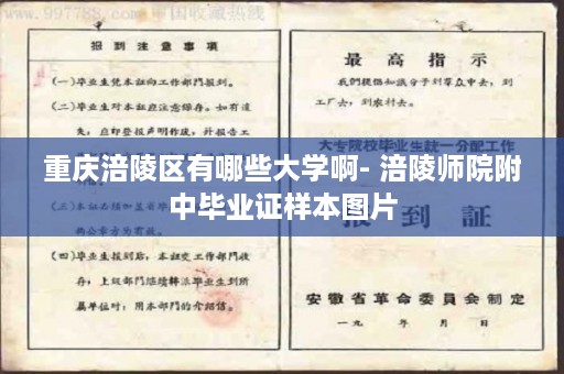 重庆涪陵区有哪些大学啊- 涪陵师院附中毕业证样本图片