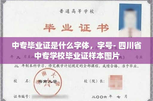 中专毕业证是什么字体，字号- 四川省中专学校毕业证样本图片