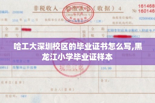 哈工大深圳校区的毕业证书怎么写,黑龙江小学毕业证样本