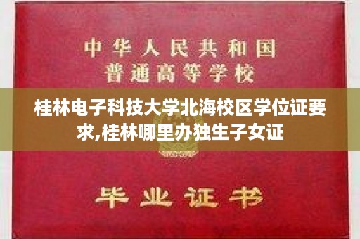 桂林电子科技大学北海校区学位证要求,桂林哪里办独生子女证
