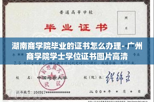 湖南商学院毕业的证书怎么办理- 广州商学院学士学位证书图片高清