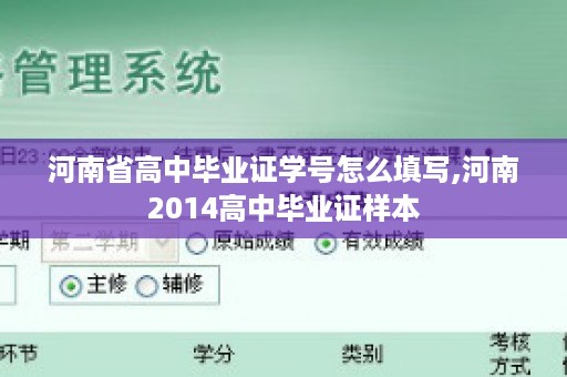 河南省高中毕业证学号怎么填写,河南2014高中毕业证样本