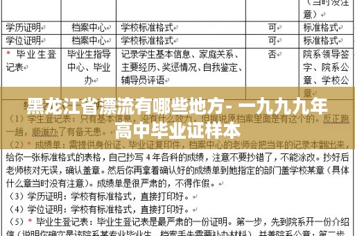 黑龙江省漂流有哪些地方- 一九九九年高中毕业证样本