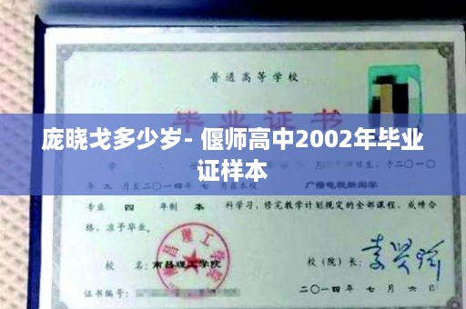庞晓戈多少岁- 偃师高中2002年毕业证样本