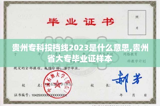 贵州专科投档线2023是什么意思,贵州省大专毕业证样本