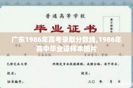 广东1986年高考录取分数线,1986年高中毕业证样本图片