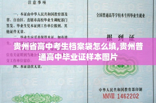 贵州省高中考生档案袋怎么填,贵州普通高中毕业证样本图片