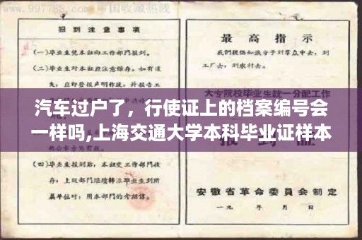 汽车过户了，行使证上的档案编号会一样吗,上海交通大学本科毕业证样本