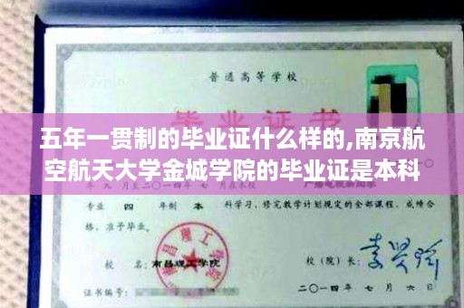 五年一贯制的毕业证什么样的,南京航空航天大学金城学院的毕业证是本科毕业证吗
