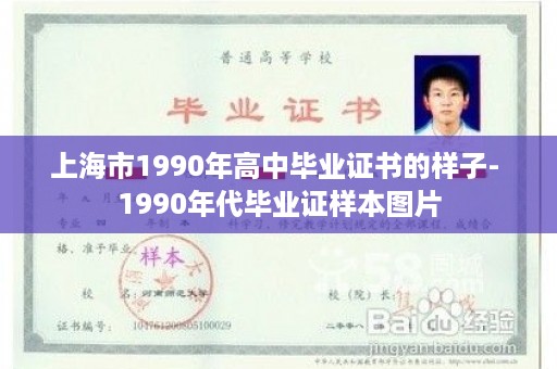 上海市1990年高中毕业证书的样子- 1990年代毕业证样本图片