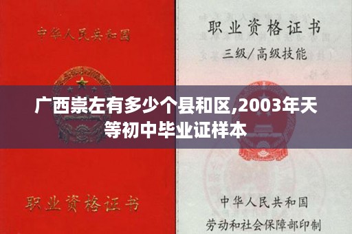 广西崇左有多少个县和区,2003年天等初中毕业证样本