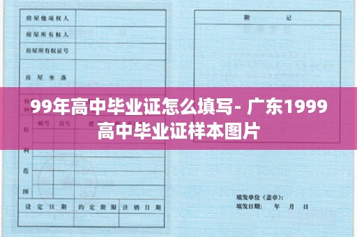 99年高中毕业证怎么填写- 广东1999高中毕业证样本图片