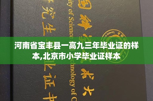 河南省宝丰县一高九三年毕业证的样本,北京市小学毕业证样本