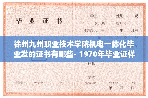 徐州九州职业技术学院机电一体化毕业发的证书有哪些- 1970年毕业证样本