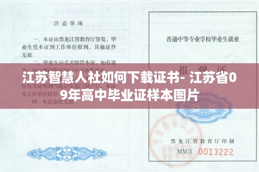 江苏智慧人社如何下载证书- 江苏省09年高中毕业证样本图片