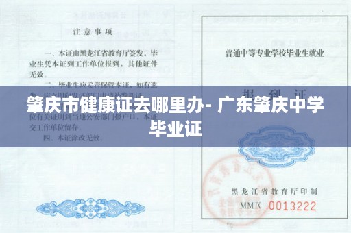 肇庆市健康证去哪里办- 广东肇庆中学毕业证