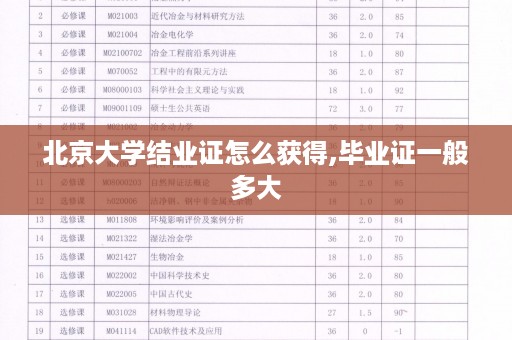 北京大学结业证怎么获得,毕业证一般多大