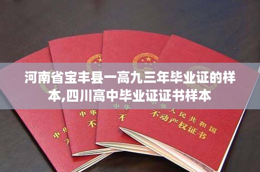 河南省宝丰县一高九三年毕业证的样本,四川高中毕业证证书样本