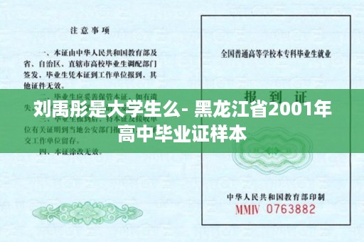 刘禹彤是大学生么- 黑龙江省2001年高中毕业证样本