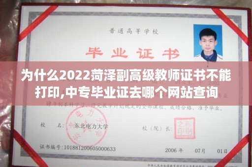 为什么2022菏泽副高级教师证书不能打印,中专毕业证去哪个网站查询