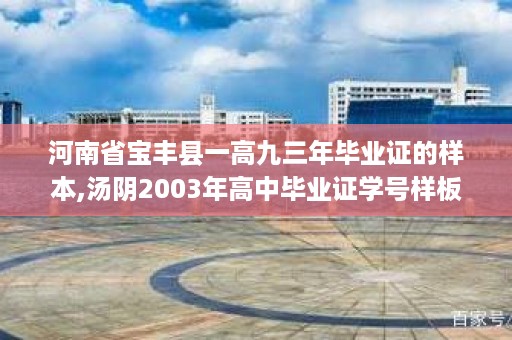 河南省宝丰县一高九三年毕业证的样本,汤阴2003年高中毕业证学号样板