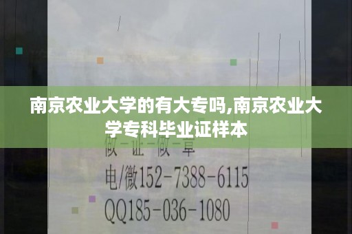 南京农业大学的有大专吗,南京农业大学专科毕业证样本