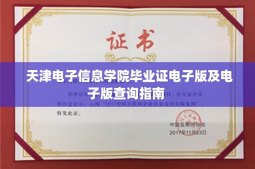  天津电子信息学院毕业证电子版及电子版查询指南 