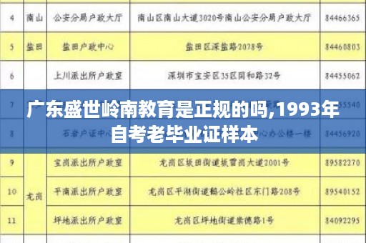 广东盛世岭南教育是正规的吗,1993年自考老毕业证样本