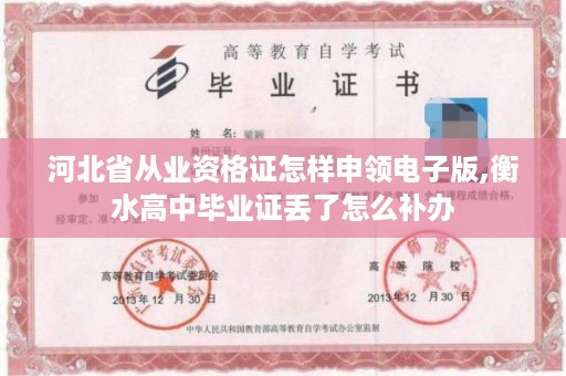 河北省从业资格证怎样申领电子版,衡水高中毕业证丢了怎么补办