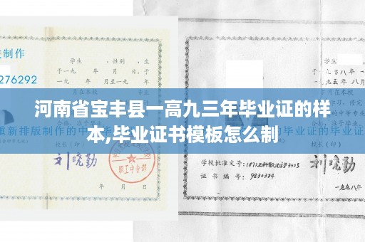 河南省宝丰县一高九三年毕业证的样本,毕业证书模板怎么制