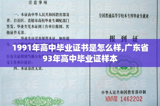 1991年高中毕业证书是怎么样,广东省93年高中毕业证样本