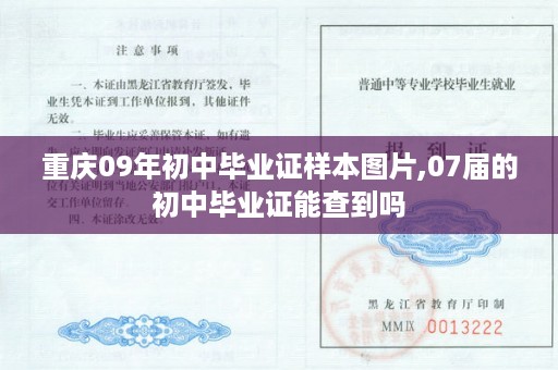 重庆09年初中毕业证样本图片,07届的初中毕业证能查到吗