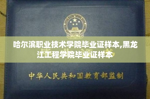 哈尔滨职业技术学院毕业证样本,黑龙江工程学院毕业证样本