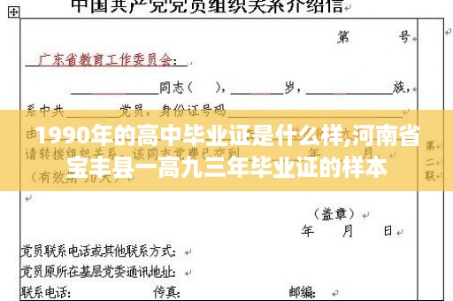 1990年的高中毕业证是什么样,河南省宝丰县一高九三年毕业证的样本